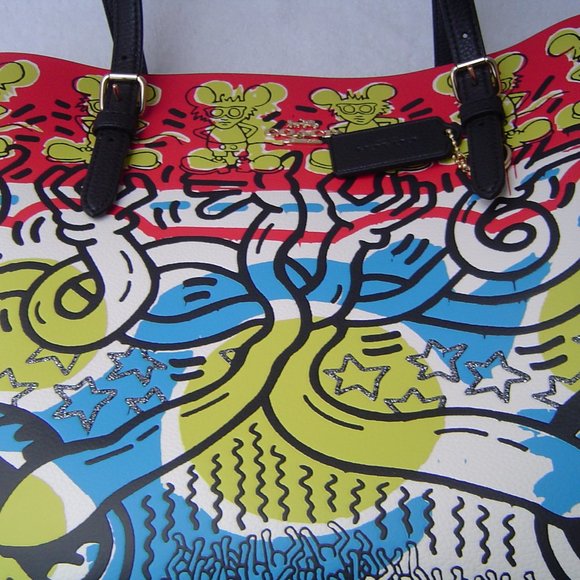 NEW AUTHENTIC COACH KEITH HARING MICKEY MOUSE MOLLIE TOTE #C6979 - Picture 9 of 14